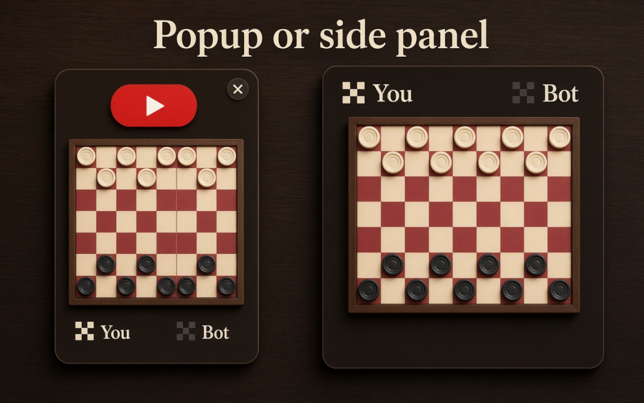 American Checkers popup and side panel