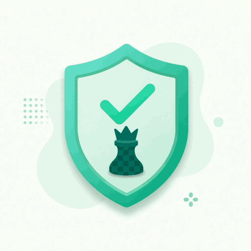 Privacy shield with checkers king and checkmark